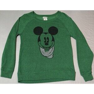 Disney Parks Lightweight Knit Top Green Mickey Long Sleeve Women’s Medium
